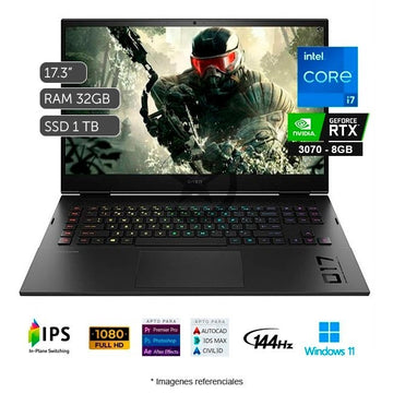 Laptop HP Omen 17T-CK000 Gaming, Intel Core i7-11800H Hasta 4.6 GHz, RAM 32GB, SSD 1TB, 8GB NVIDIA GeForce RTX 3070, LED 17.3" FHD a 144Hz, Windows 11 Home