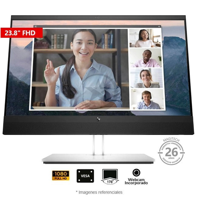 Monitor HP Mini-in-One 24'' Business, Panel IPS, Webcam 1080p, Micrófonos y Altavoces incorporados, Puertos USB SuperSpeed, DisplayPort, VESA, Giro y altura adaptable