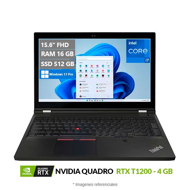 Laptop Lenovo Workstation ThinkPad P15 Gen 2, Intel Core i7-11800H Hasta 4.6 GHz, RAM 16GB, SSD 512GB, 4GB NVIDIA Quadro T1200, LED 15.6" 4K, Windows 11 Pro