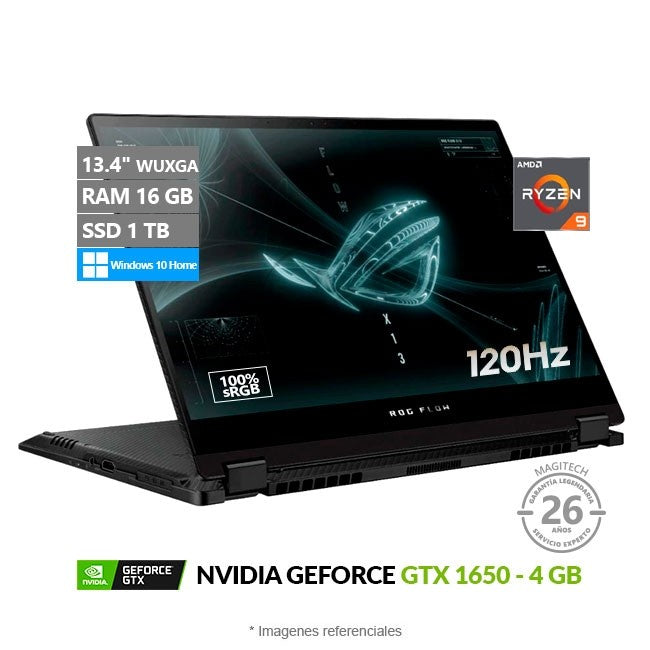Convertible Asus ROG Flow X13 GV301QH, AMD Ryzen 9 5900HS 3.1GHz, RAM 16GB, SSD 1TB, 4GB NVIDIA GTX 1650, LED 13.4" WUXGA con 120Hz, 100% sRGB, Windows 11 Home