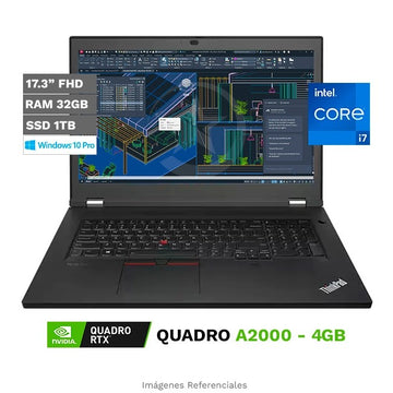Laptop Workstation Lenovo ThinkPad P17 Gen 2, Intel Core i7-11800H Hasta 4.6 GHz, RAM 32GB, SSD 1TB, 4GB NVIDIA Quadro RTX A2000, LED 17.3" FHD 100% sRGB, Windows 11 Pro