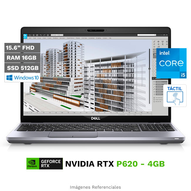 Laptop Dell Workstation Precision 3551, Intel Core i5-10300H 2.5GHz, RAM 16GB, SSD 512GB, 4GB NVIDIA Quadro P620, LED 15.6" FHD, Touchscreen, Windows 10 Pro