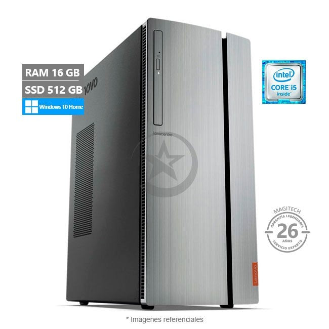 PC Lenovo IdeaCentre 720-18ICB, Intel Core i5-9500 Hasta 4.4 GHz, RAM 16GB, SSD 512GB, Wi-Fi, DVD, Windows 10 Home