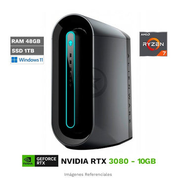 PC Dell Alienware Aurora R10, AMD Ryzen 7 5800 Hasta 4.6 GHz, RAM 48GB, SSD 1TB + HDD 1TB, 10GB NVIDIA GeForce RTX 3080, Enfriamiento Liquido, Windows 11 Home