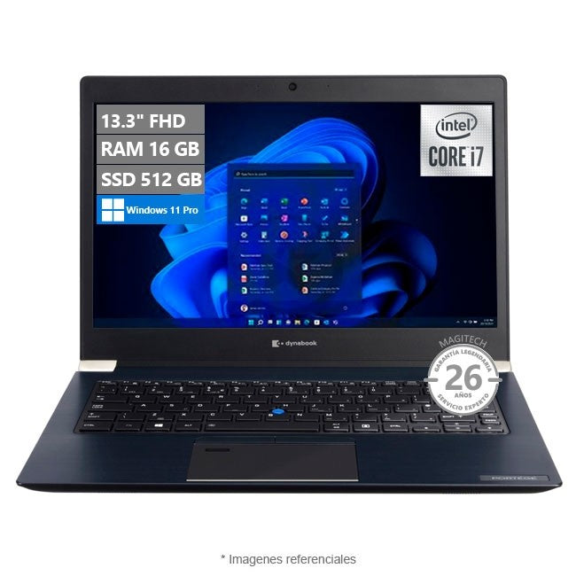 Laptop Toshiba Dynabook Portege X30-G, Intel Core i7-10710U Hasta 4.7 GHz, RAM 16GB, SSD 512GB, LED 13.3" Full HD, Windows 11 Pro. Peso 1 Kg
