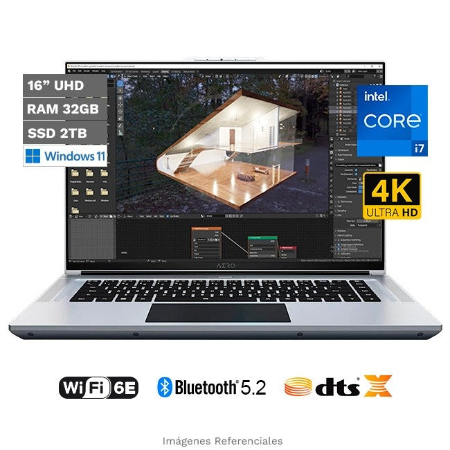 Laptop Gigabyte AERO 16 XE5 Gaming, Intel Core i7-12700H Hasta 4.7 GHz, RAM 32GB, SSD 2TB, Gráficos Intel Xe, AMOLED 16" 4K UHD+, Windows 11 Pro