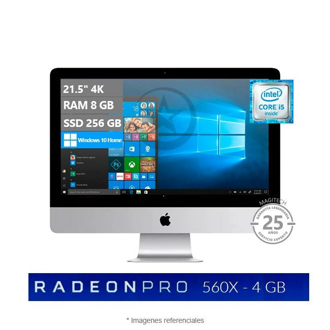 PC Apple iMac 21.5 4K, Intel Core i5 3.0 GHz, RAM 8GB, SSD 256GB, Video 4GB AMD Radeon Pro 560X, Pantalla 21.5" UHD 4K Retina, Windows 10 Home