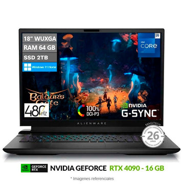 Laptop Dell Alienware M18 R2 Gaming, Intel Core i9-14900HX Hasta 5.8 GHz, RAM 64GB, SSD 2TB, 16GB NVIDIA GeForce RTX 4090, LED 18" WUXGA a 480Hz, Windows 11 Pro