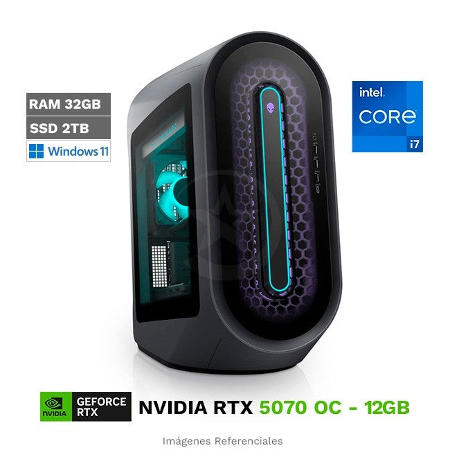 PC Dell Alienware Aurora R13 Gaming, Intel Core i7 12700KF Hasta 4.9 GHz, RAM 32GB, SSD 2TB, 12GB NVIDIA GeForce RTX 5070, Enfriamiento Liquido, Windows 11 Home