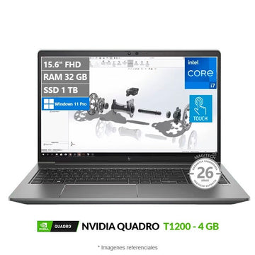 Laptop Workstation HP ZBook Power G8 15.6'', i7-11850H Hasta 4.8 GHz, RAM 32GB, SSD 1TB, 4GB NVIDIA Quadro T1200, LED 15.6" Full HD, Táctil, Windows 11 Pro