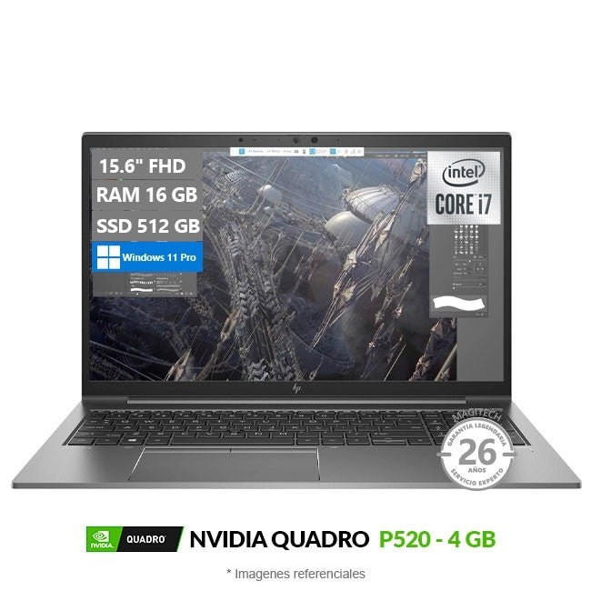 Laptop HP ZBook Firefly 15 G7 Workstation, Core i7-10810U Hasta 4.9 GHz, RAM 16GB, SSD 512GB, NVIDIA Quadro P520 de 4GB, LED 15.6" Full HD, Windows 11 Pro