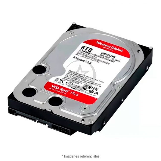 Disco Duro para NAS Western Digital Red Plus 6TB, SATA, 5400rpm, 3.5", Cache 256MB, (WD60EFPX)