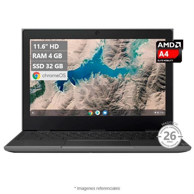 Laptop Lenovo 100e Chromebook 2nd Gen, AMD A4-9120C 1.6 GHz, RAM 4GB, SSD 32GB, LED 11.6" HD, ChromeOS