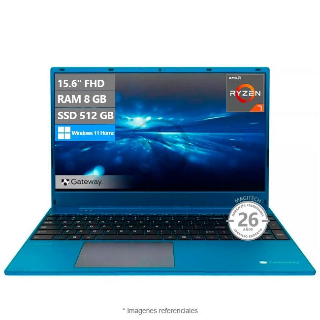 Laptop Gateway GWNR71517 Ultra Slim, AMD Ryzen 7 3700U Hasta 4.0 GHz, RAM 8GB, SSD 512GB, LED 15.6" Full HD, Windows 11 Home