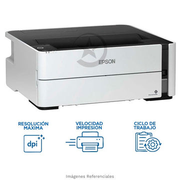 Impresora EPSON Ecotank ET-M1170 Empresarial, Monócroma A4, Impresión Doble Cara, USB 2.0, Ethernet RJ-45, Wi-Fi Direct, Impresión móvil y en nube, Rendimiento de hasta 11,000 páginas.