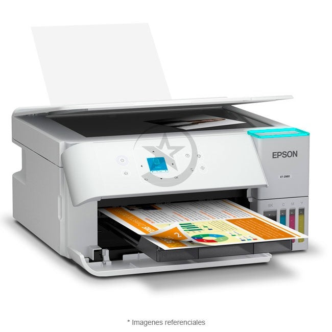 Impresora EPSON Multifuncional Ecotank ET-2980 Empresarial, Impresión automática doble cara (A4), Wi-Fi, USB, Pantalla LCD a color de 1.44", Sistema de tintas Supertank, Windows y iOS
