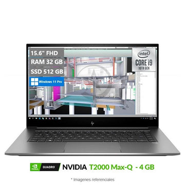 Laptop HP ZBook Studio G7 Mobile Workstation, Intel Core i9-10885H, RAM 32GB, SSD 512GB, 4 B NVIDA Quadro T2000, LED 15.6" FHD, Windows 11 Pro