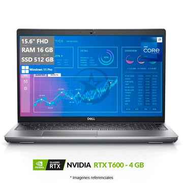 Laptop Dell Workstation Precision 3571, Intel Core i9-12900H Hasta 5.0 GHz, RAM 16GB, SSD 512GB, 4GB NVIDIA T600, LED 15.6" FHD, Windows 11 Pro.