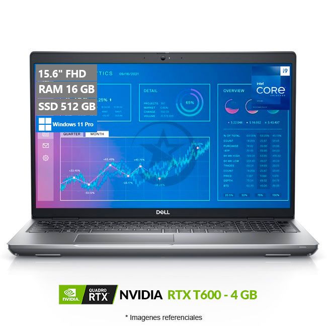 Laptop Dell Workstation Precision 3571, Intel Core i9-12900H Hasta 5.0 GHz, RAM 16GB, SSD 512GB, 4GB NVIDIA T600, LED 15.6" FHD, Windows 11 Pro.