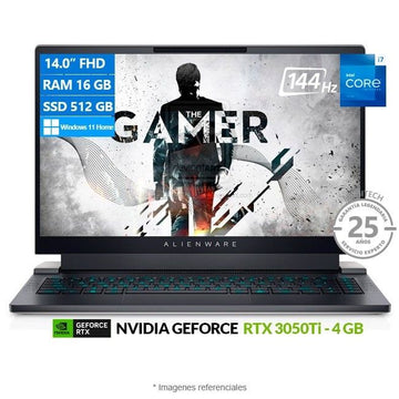 Laptop Dell Alienware X14 R1 Gaming, Intel Core i7-12700H Hasta 4.7 GHz, RAM 16GB, SSD 512GB, 4GB NVIDIA GeForce RTX 3050Ti, 14" FHD a 144Hz, Windows 11 Home** **