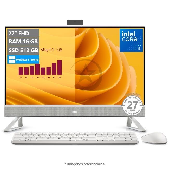 PC Todo-en-Uno Dell 27 EC27250 27'', Intel 5 120U Hasta 5.0 GHz, RAM 16 GB, SSD 512GB, LED 27" FHD, Windows 11 Home