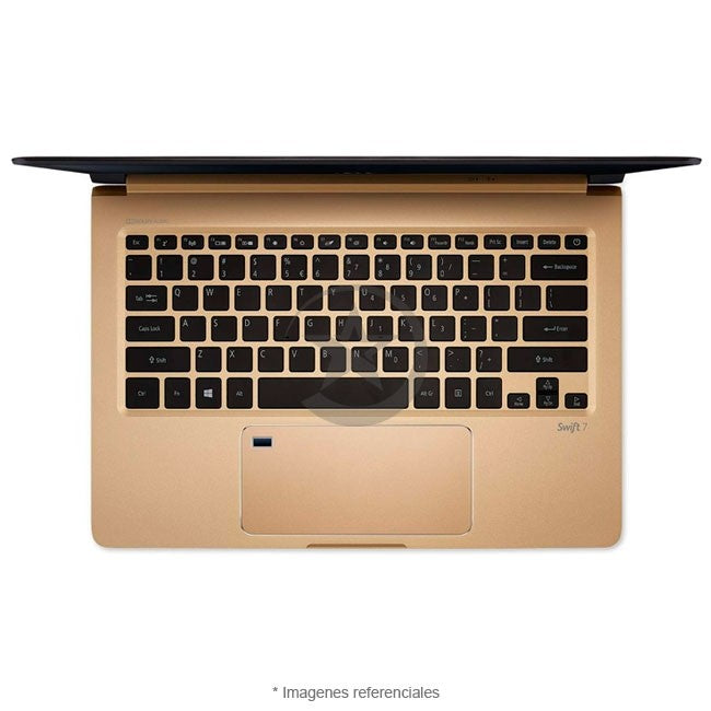 Laptop Ultrabook Acer Swift 7, Intel Core i7, 8GB RAM, SSD 512GB, Pantalla 13.3 FHD IPS Gorilla Glass, Acabado Oro Premium, 1.10 kg.