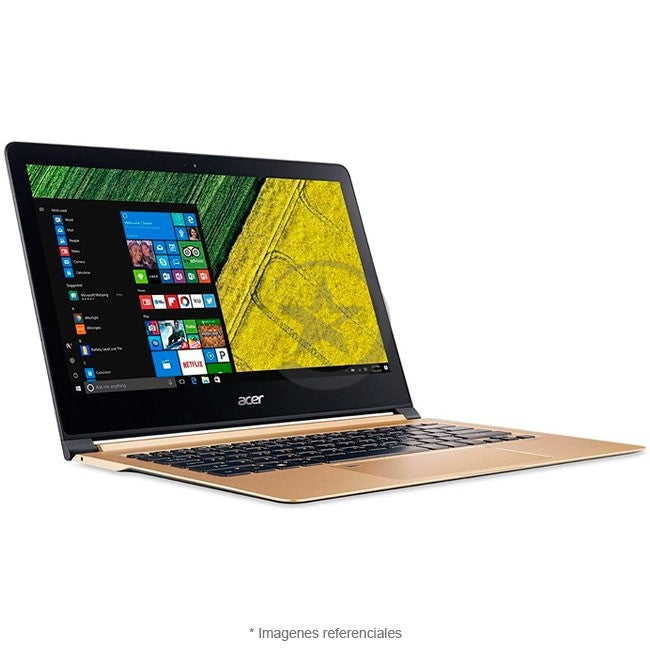 Laptop Ultrabook Acer Swift 7, Intel Core i7, 8GB RAM, SSD 512GB, Pantalla 13.3 FHD IPS Gorilla Glass, Acabado Oro Premium, 1.10 kg.