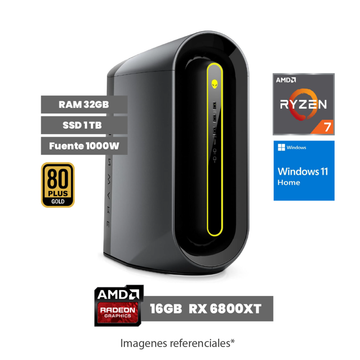 PC Dell Alienware Aurora R10 Gaming, AMD Ryzen 7 5800/ RAM 32GB/ SSD 1TB/ Video 16GB RX6800XT/ Fuente 1000W/ Water Cooling/ W11H