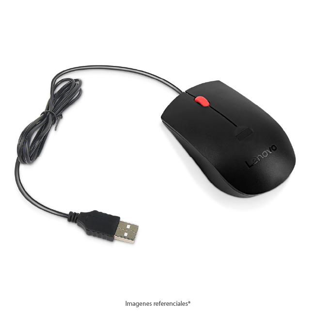 Mouse Lenovo Fingerprint Biometric USB, Sensor Óptico 1600 DPI, Lector de Huella Digital, 3 Botones, Negro