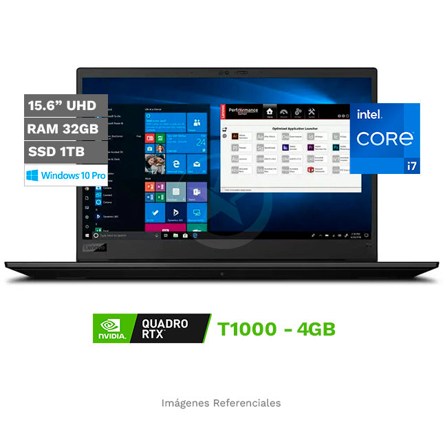 Laptop Lenovo Thinkpad P1 G3, Intel Core i7-10875H Hasta 5,10 GHz, RAM 32GB, SSD 1TB, 4GB Quadro T1000, LED 15.6" 4K Touch, Windows 10 Pro