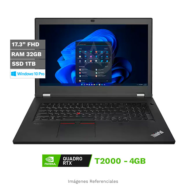 Laptop Lenovo Thinkpad P17, Intel Core i7-10850H Hasta 5,10 GHz, RAM 32GB, SSD 1TB, 4GB Quadro T2000, LED 17.3" FHD, Windows 10 Pro