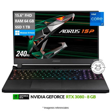 Laptop Gigabyte Aorus 15P YD Gaming, Intel Core i7-11800H 2.3GHz, RAM 32GB, SSD 1TB, 8GB NVIDIA GeForce RTX 3080, LED 15.6" FHD a 240Hz, Windows 11 Pro **