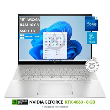 Laptop HP ENVY 16-H1023XD, Intel Core i9-13900H Hasta 5.4 GHz, RAM 16GB, SSD 1TB, Video 8GB NVIDIA GeForce RTX 4060, LED 16" 2K Touch, Windows 11 Home **