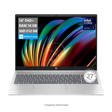 Laptop HP Pavilion 16-AF0087, Core Ultra 7 155U Hasta 4.8 GHz, RAM 16GB, SSD 512GB, LED 16" WUXGA, Windows 11 Home