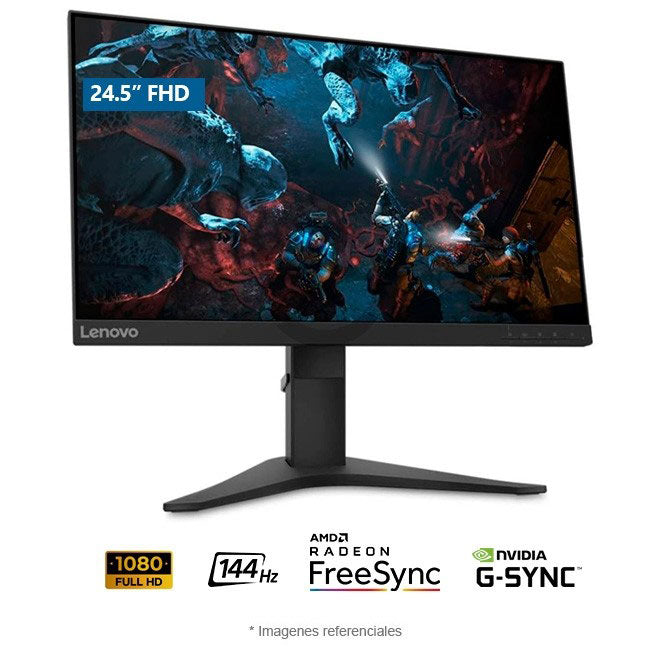 Monitor Lenovo G25-10 Gaming, 24.5" Full HD, 144Hz, 1ms, HDMI, DP, Color Gamut 72%, Inclinación y Altura regulable, NVIDIA G-SYNC & AMD FreeSync Premium