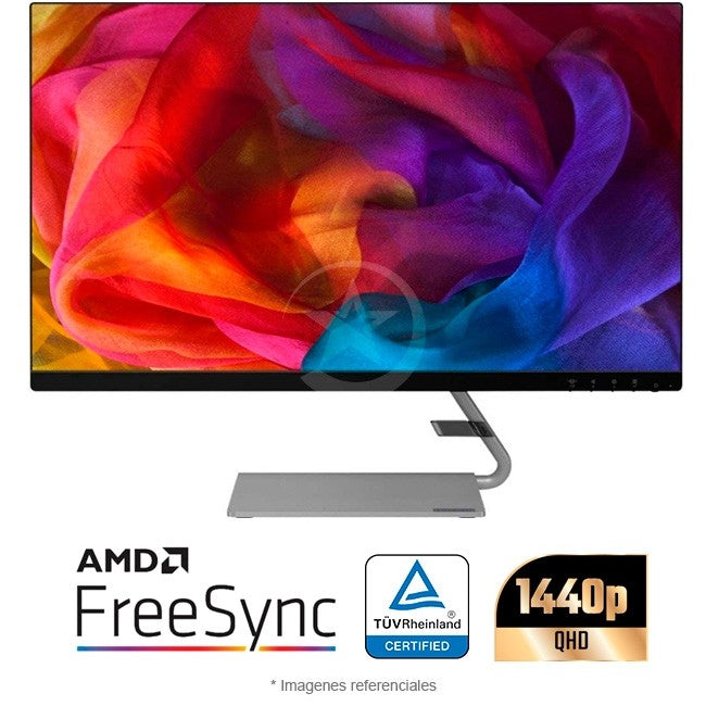 Monitor Lenovo Lenovo Q27Q-10 de 27", IPS WLED QHD (2560x1440), HDMI, DP, 16:9, 300 nits, 4 ms, Antirreflectante, AMD FreeSync, VESA