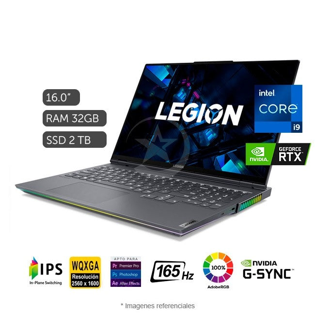 Laptop Lenovo Legion 7 16ITHG6 Gaming, Intel Core i9-11980HK 3.3GHz, RAM 32GB, SSD 1TB PCIe, 16 GB NVIDIA GeForce RTX 3080, LED 16" WQXGA, G-Sync, Windows 11 Home **