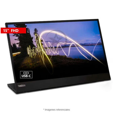 Monitor Lenovo ThinkVision M15 portatil, 15" Full HD (1920x1080), WLED, USB tipo C, 45% NTSC, Respuesta 6 ms, 250 cd/m², Peso 0.9 kg