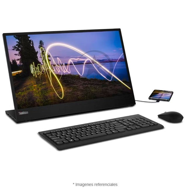Monitor Lenovo ThinkVision M15 portatil, 15" Full HD (1920x1080), WLED, USB tipo C, 45% NTSC, Respuesta 6 ms, 250 cd/m², Peso 0.9 kg