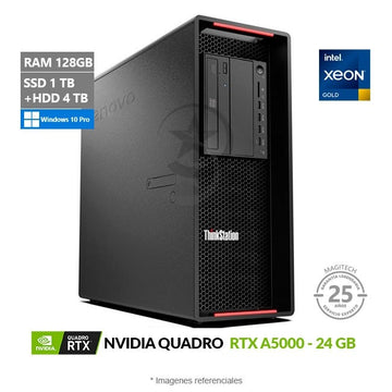 PC Lenovo ThinkStation P720 Workstation, Intel Xeon Gold 6246 (12 Núcleos) Hasta 4.2 GHz, RAM 128GB, SSD 1TB + HDD 4TB, Video 24GB NVIDIA Quadro RTX A5000, Windows 10 Pro