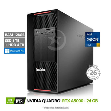 PC Lenovo ThinkStation P920 Workstation, Intel Xeon Gold 6246 (12 Núcleos) Hasta 4.2 GHz, RAM 128GB, SSD 1TB + HDD 4TB, Video 24GB NVIDIA Quadro RTX A5000, Windows 10 Pro