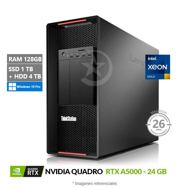 PC Lenovo ThinkStation P920 Workstation, Intel Xeon Gold 6246 (12 Núcleos) Hasta 4.2 GHz, RAM 128GB, SSD 1TB + HDD 4TB, Video 24GB NVIDIA Quadro RTX A5000, Windows 10 Pro