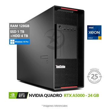 PC Lenovo ThinkStation P920 Workstation, Doble Procesador Intel Xeon Gold 6148 (40 Núcleos) Hasta 3.7 GHz, RAM 128GB, SSD 1TB + HDD 4TB, Video 24GB NVIDIA Quadro RTX A5000, Windows 10 Pro