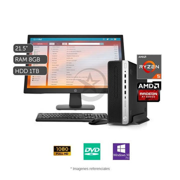 Combo-PC HP EliteDesk 705 G4, AMD Ryzen 7 Pro 3.4GHz, RAM 8GB, HDD 1TB, Video 2GB AMD Radeon R7 430, DVD-RW, Windows 10 Pro SP + Monitor de 22'' FHD