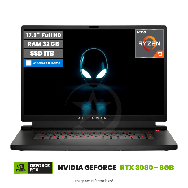 Laptop Dell Alienware M17 R5 Gaming, AMD Ryzen 9 6900HX 3.3GHz, RAM 32GB, SSD 1TB, 8GB Nvidia RTX 3080, LED 17.3 " Full HD a 480Hz, Windows 11 Home **
