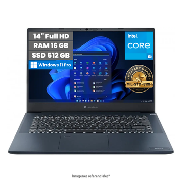 Laptop Toshiba Dynabook Tecra A40-J, Intel Core i5-1135G7 Hasta 4,2 GHz, RAM 16GB, SSD 512GB, LED 14" Full HD, Peso 1,4kg, Windows 11 Pro (Empresarial)