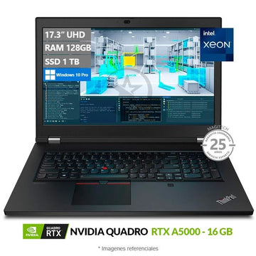 Laptop Lenovo Workstation ThinkPad P17 2da Gen, Xeon W-11855M Hasta 4.9 GHz, RAM 128GB, SSD 2TB, 16GB NVIDOA Quadro RTX A5000, LED 17.3" UHD 4K 100% Adobe, Windows 10 Pro