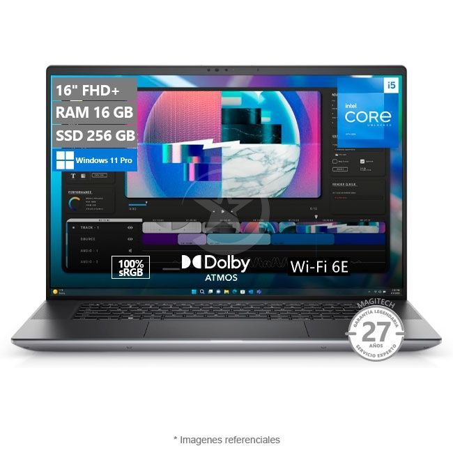 Laptop Workstation Dell Precision 16 5680 Mobile, Intel Core i5-13600H Hasta 4.8 GHz, RAM 16GB, SSD 256GB, LED 16" FHD+, Windows 11 Pro